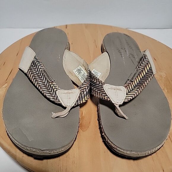 Merrell Sandals Womens Silver Lining Thongs Grey Leather  Casual Comfort Size 10 - Picture 1 of 6